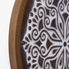 Boho Rustic Farmhouse Wood Framed Wall Medallion - Brown, White (17")